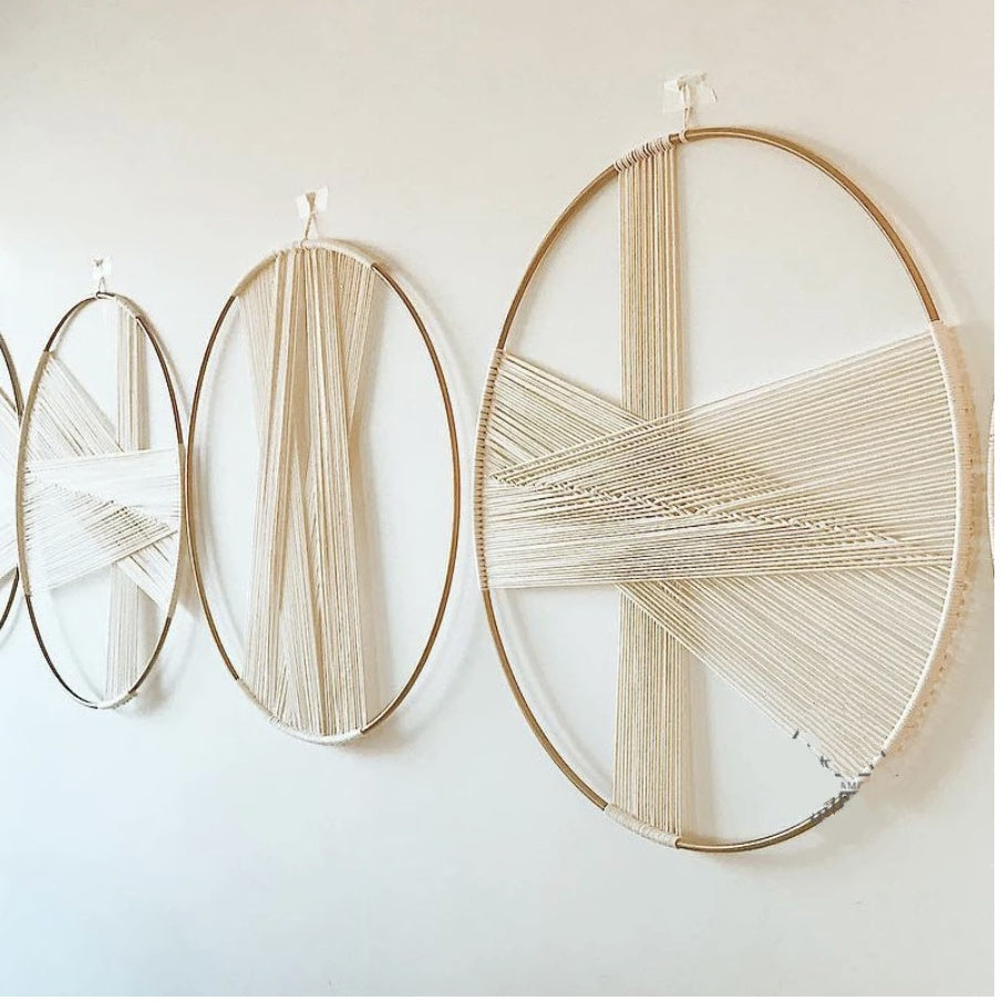 Nordic Style Simple Golden Hoop Cotton Woven Tapestry Pendant