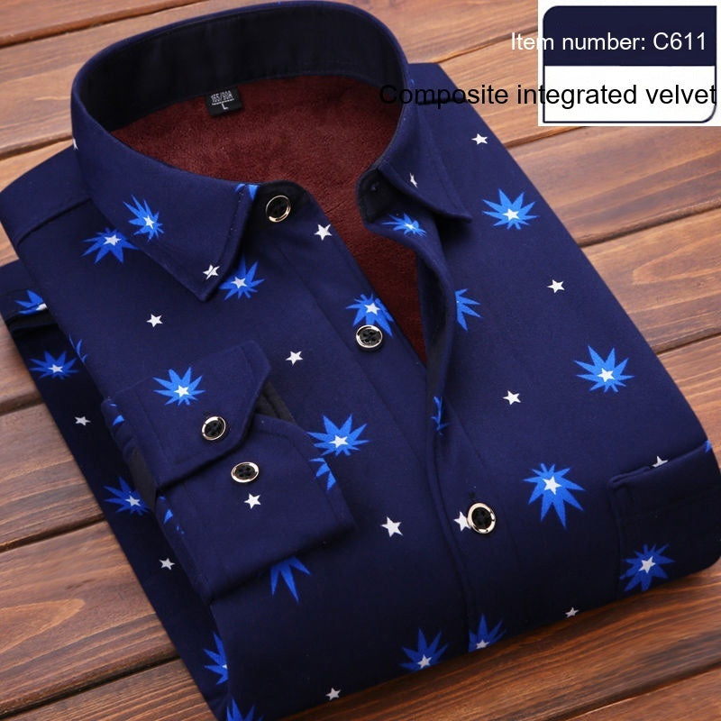 Men's Thermal Thickened Fleece Plaid Shirt
