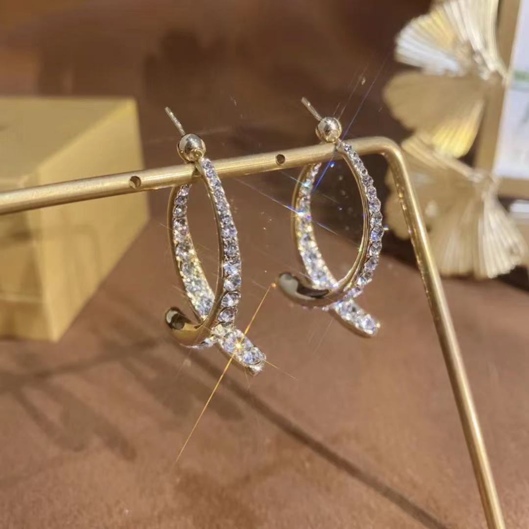 Simple Personality Cross Diamond Earrings