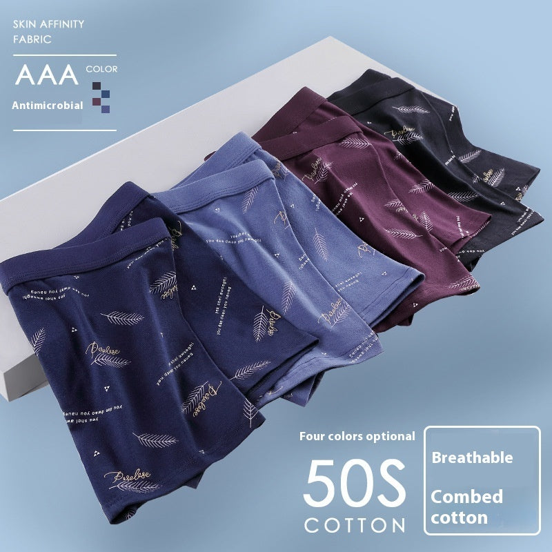Men's Cotton U-convex Boxers Mid-waist Three-dimensional Printing