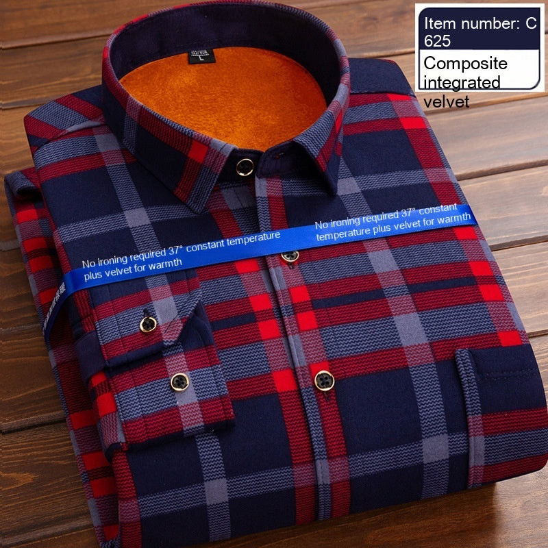 Men's Thermal Thickened Fleece Plaid Shirt