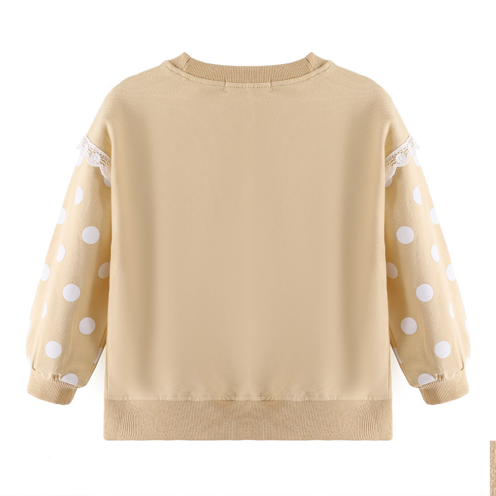 New Girls' Sweater Cute Bow Solid Color Long Sleeve Pullover Children
