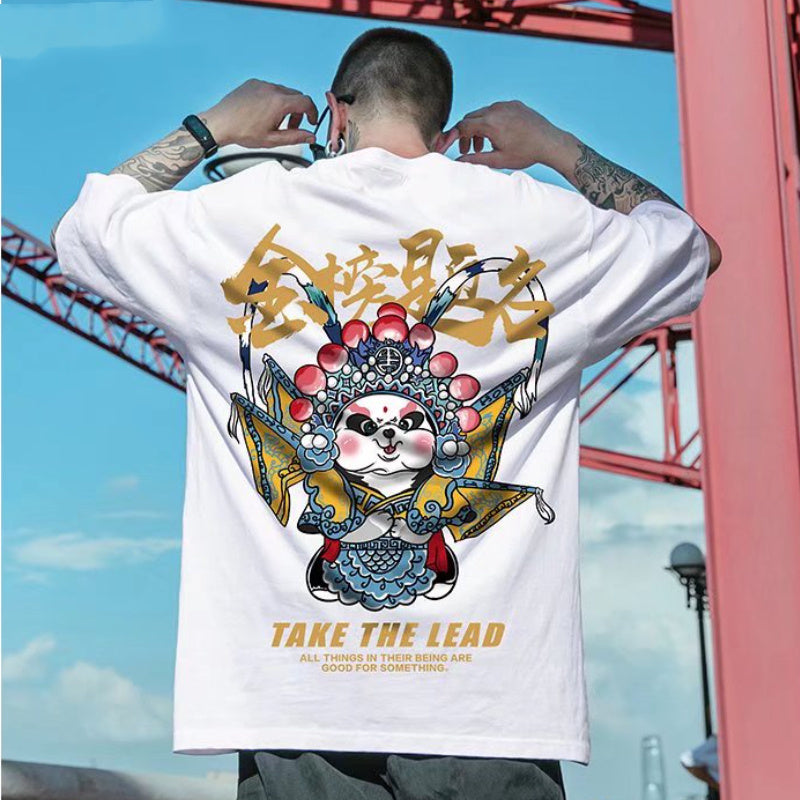 Fat Man Loose Plus Size Hip Hop Half Sleeves