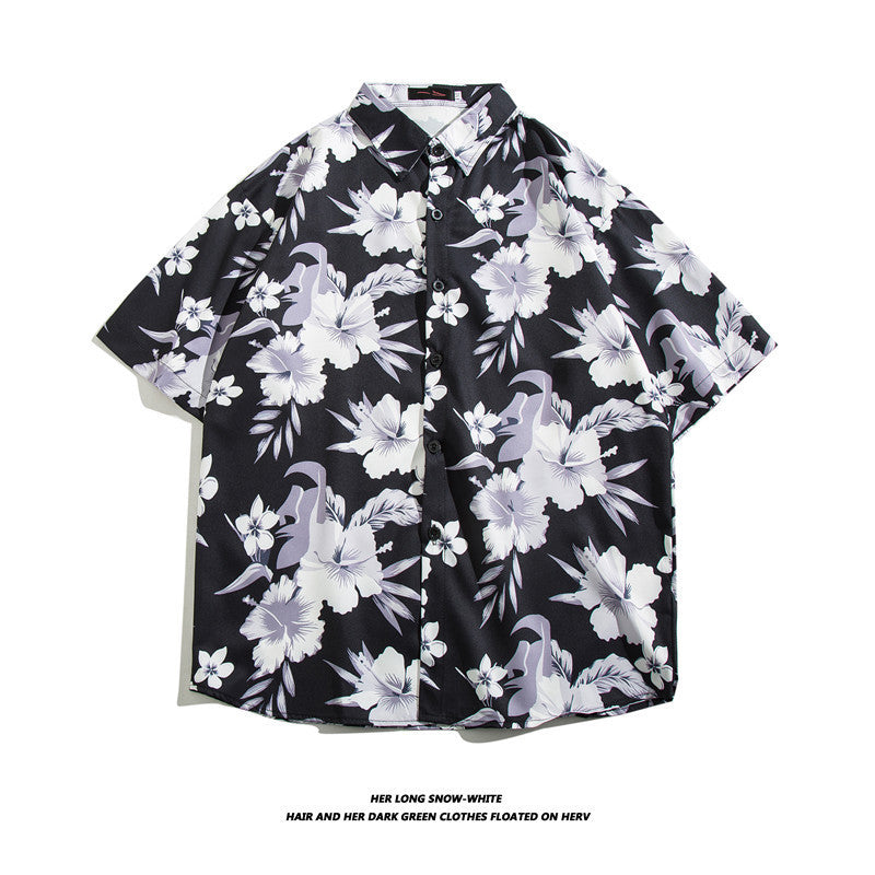 Fashionable Hawaiian Ice Silk Inch Shirt Man