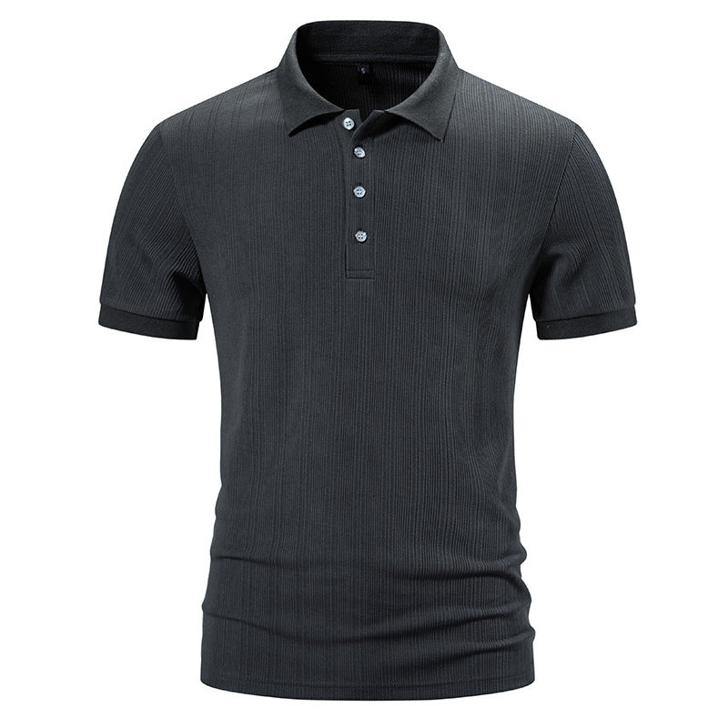 Men's Sunken Stripe Lapel Short Sleeve