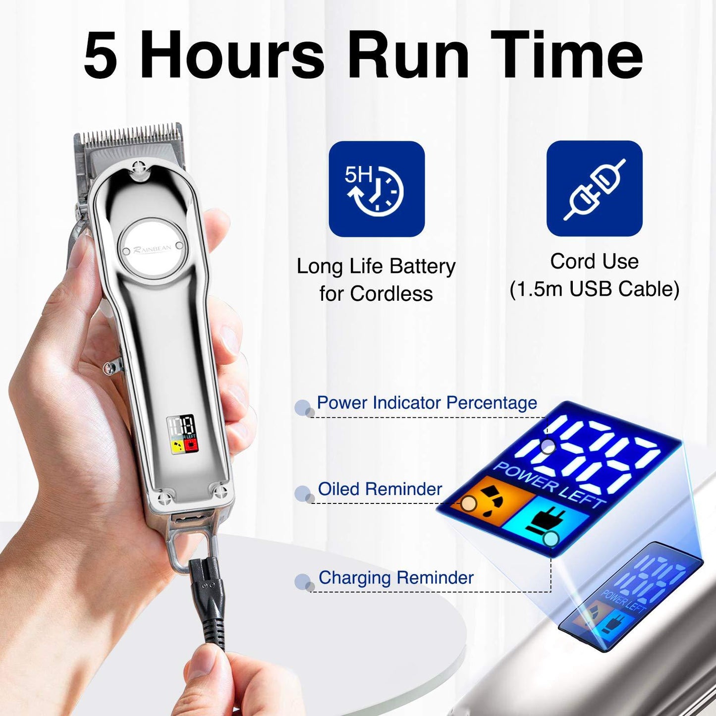 Recortador de pelo 3 en 1 IPX7 impermeable Kit de aseo de barba Cordless para mujeres y niños pantalla LED USB recargable Amazon prohibida