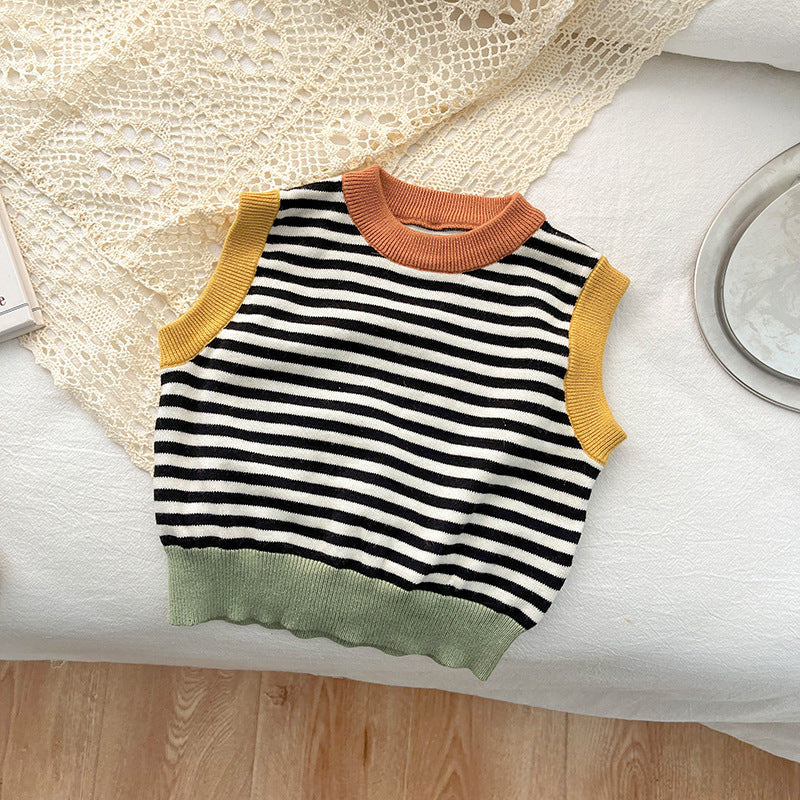 Vintage Striped Kids Pullover Vest