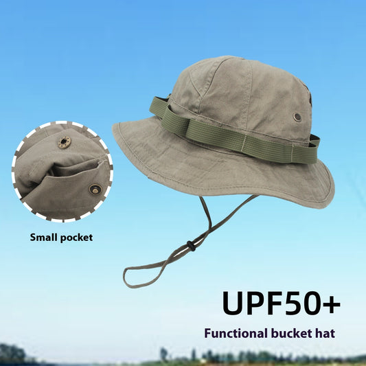 Sun Hat Men Sun-proof Vintage Cotton Tooling Style Bucket Hat