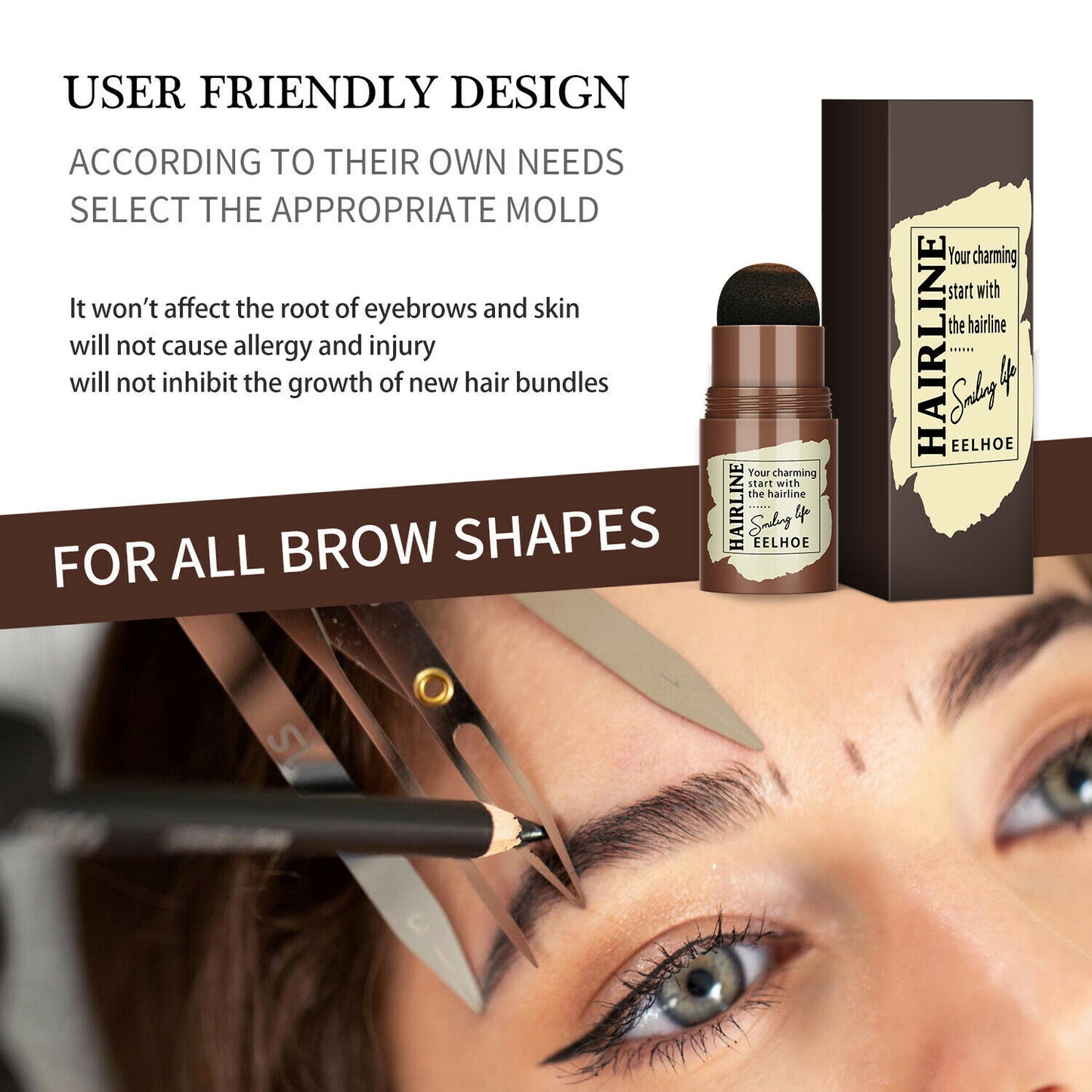 Kit formador de sellos de cejas perfecto, plantillas de cejas impermeables con forma de palo largo, sello de contorno Natural duradero para cejas, Kit de maquillaje