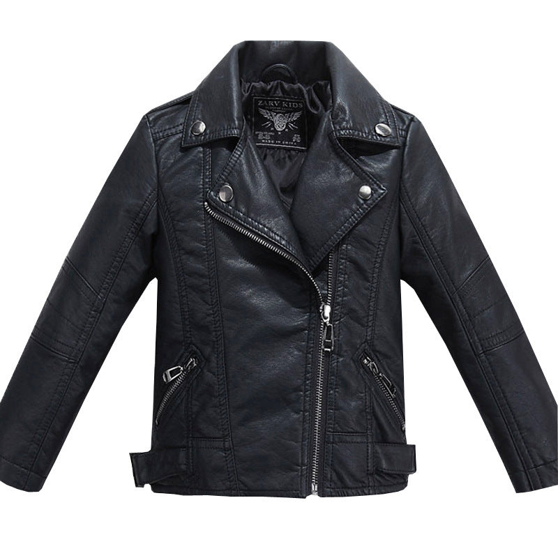 New Children PU Leather Lapel Fashion Jacket