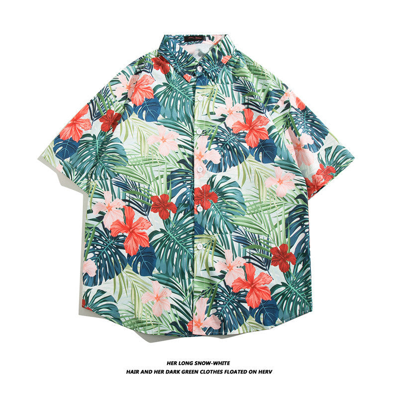 Fashionable Hawaiian Ice Silk Inch Shirt Man