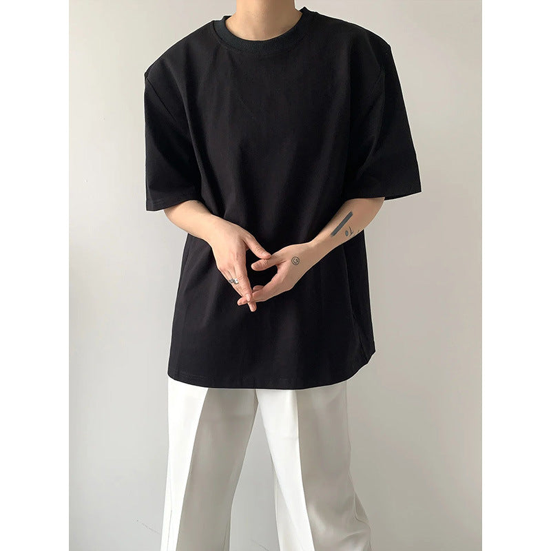 Men's Summer Cotton Short Sleeve Solid Color T-shirt