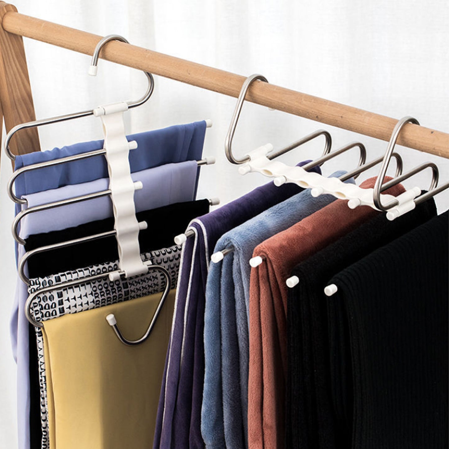 5 En 1 percha de armario multifuncional perchas de ropa pantalones de acero inoxidable mágico perchas de ropa para Perchero de ropa