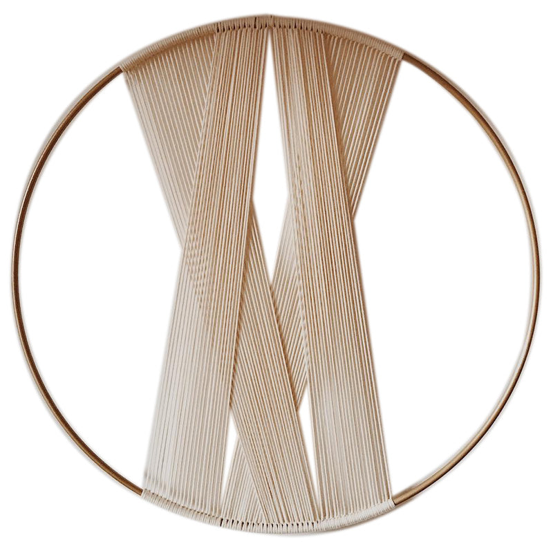 Nordic Style Simple Golden Hoop Cotton Woven Tapestry Pendant