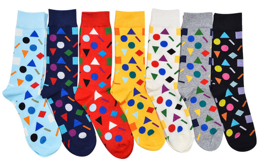 Geometric Contrast Color Personalized Foreign Trade Men's Cotton Long Socks