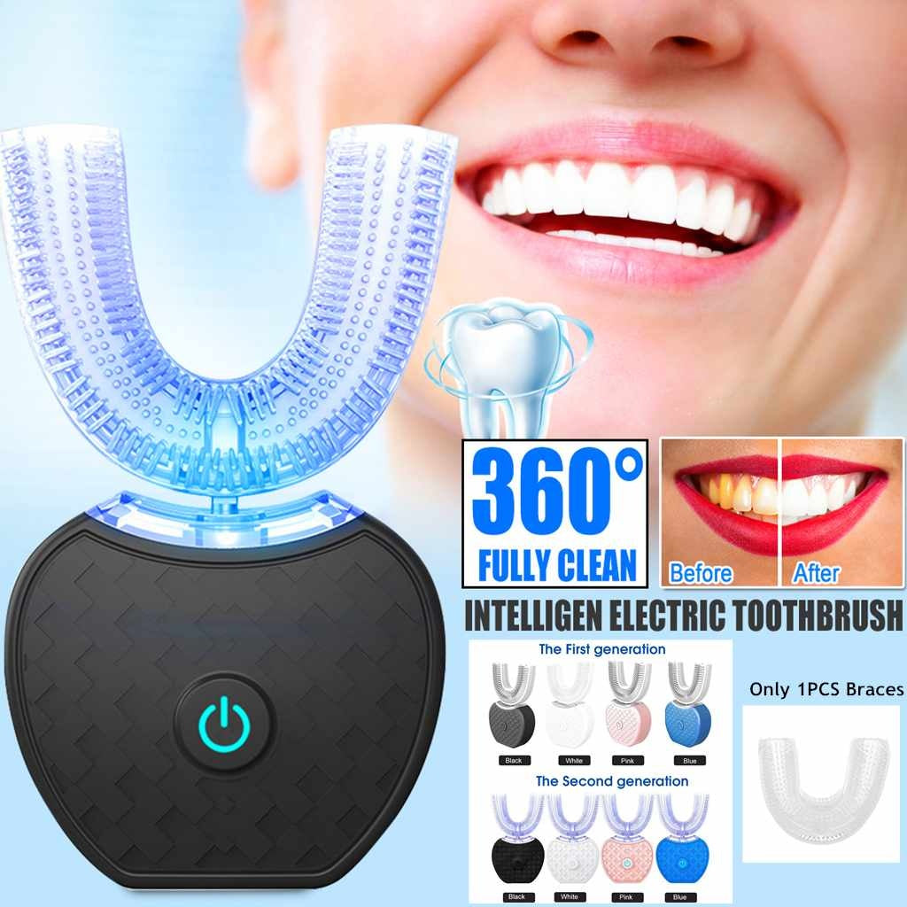 Cepillo de dientes eléctrico sónico automático inteligente de 360 grados tipo U
