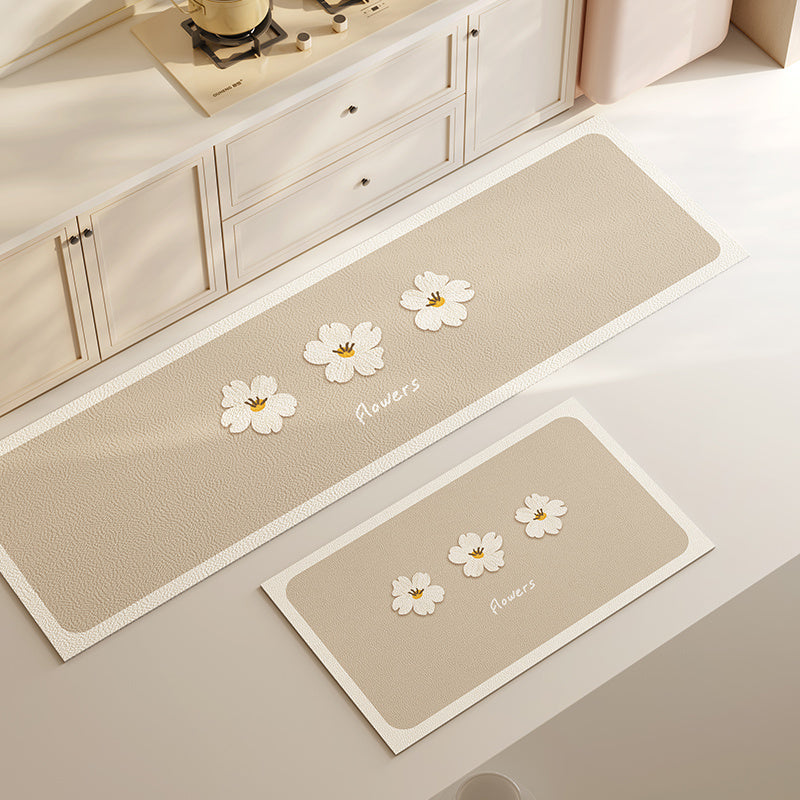 Floral Long Kitchen Floor Mat Non-Slip Wipeable Washable