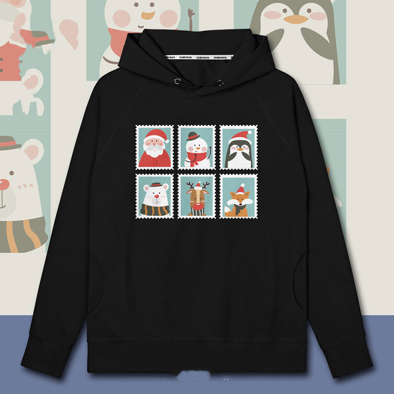 Christmas Theme Old Man Hooded Sweater Men's And Women's Tops
