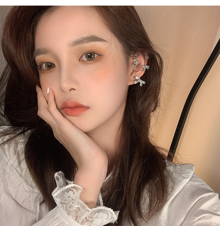 Diamond-studded Bow Earrings Summer Trendy Ear Clips