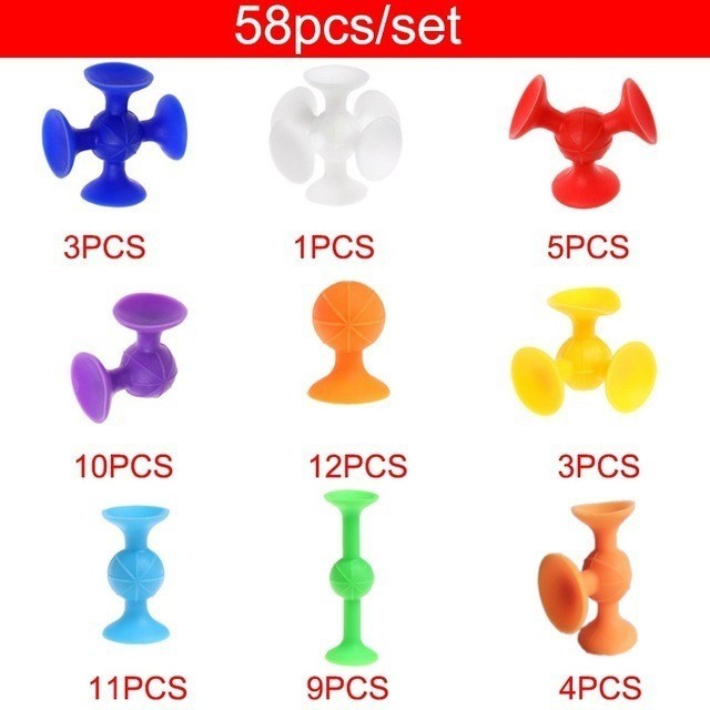DIY Silicone Early Education Puzzle Children Education Manual Suction Cup Silicone Toy Building Block Model