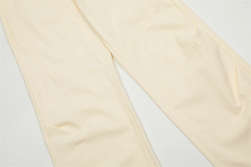 Solid Color Workwear Straight-leg Trousers Men