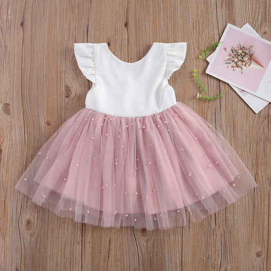 New Girls' Dress Korean Style Cute Princess Dress Children Mesh Tulle Tutu Dress Flower Girl Costume