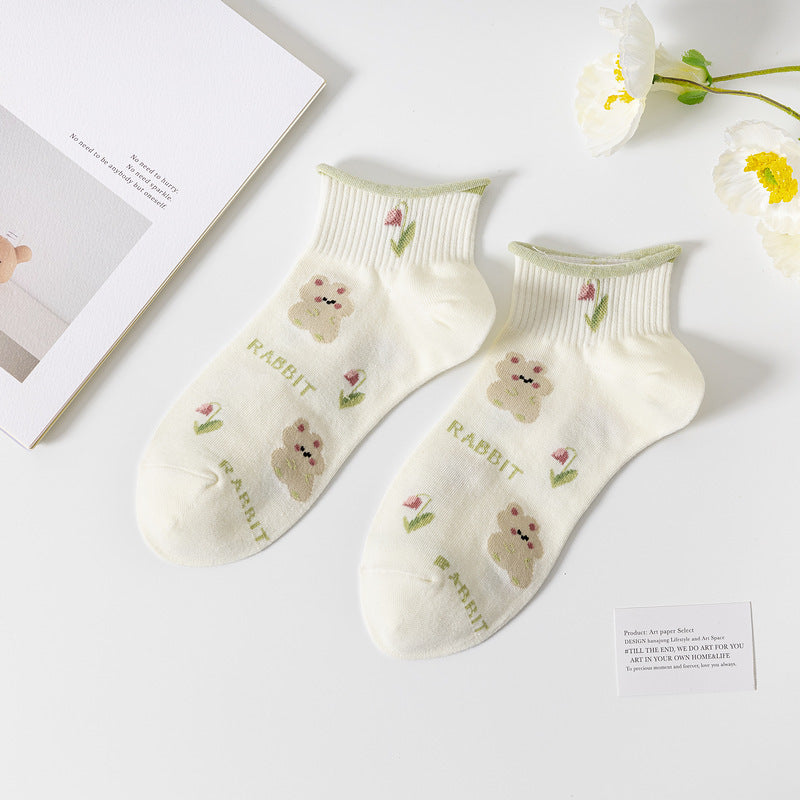 Women's Fashion Casual Combed Cotton Short Tube Socks