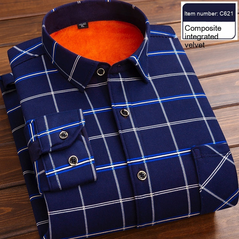 Men's Thermal Thickened Fleece Plaid Shirt