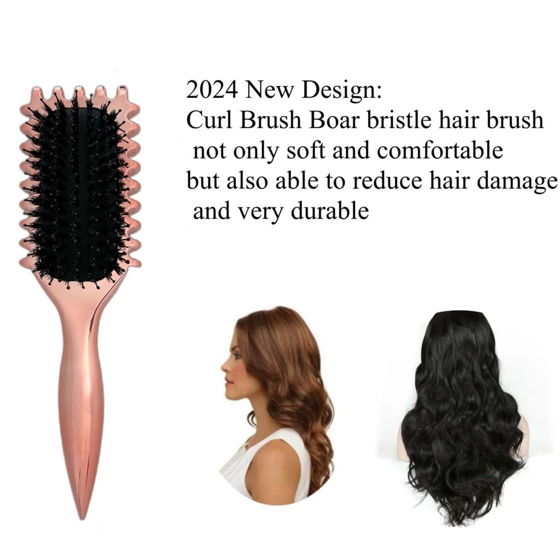 Gold Plated Curling  Brush, Curl Defining Brush, Curl Brush For Curly Hair, For Combing And Shaping Men's And Women's Curls To Reduce Pulling And Curl Separation