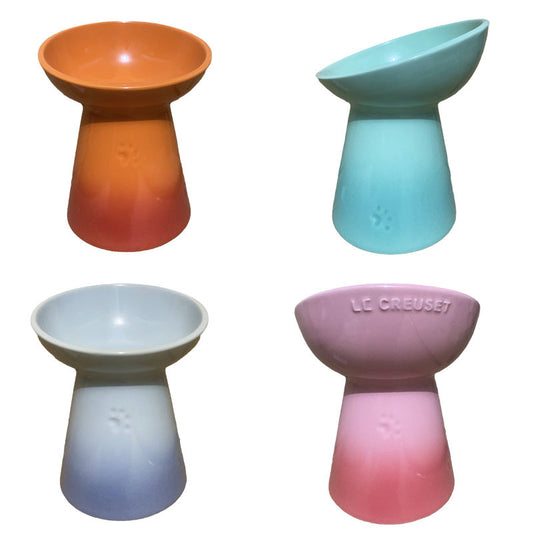 Color Oblique Mouth High Foot Pet Bowl Inclined Surface Anti-overturning Food Container