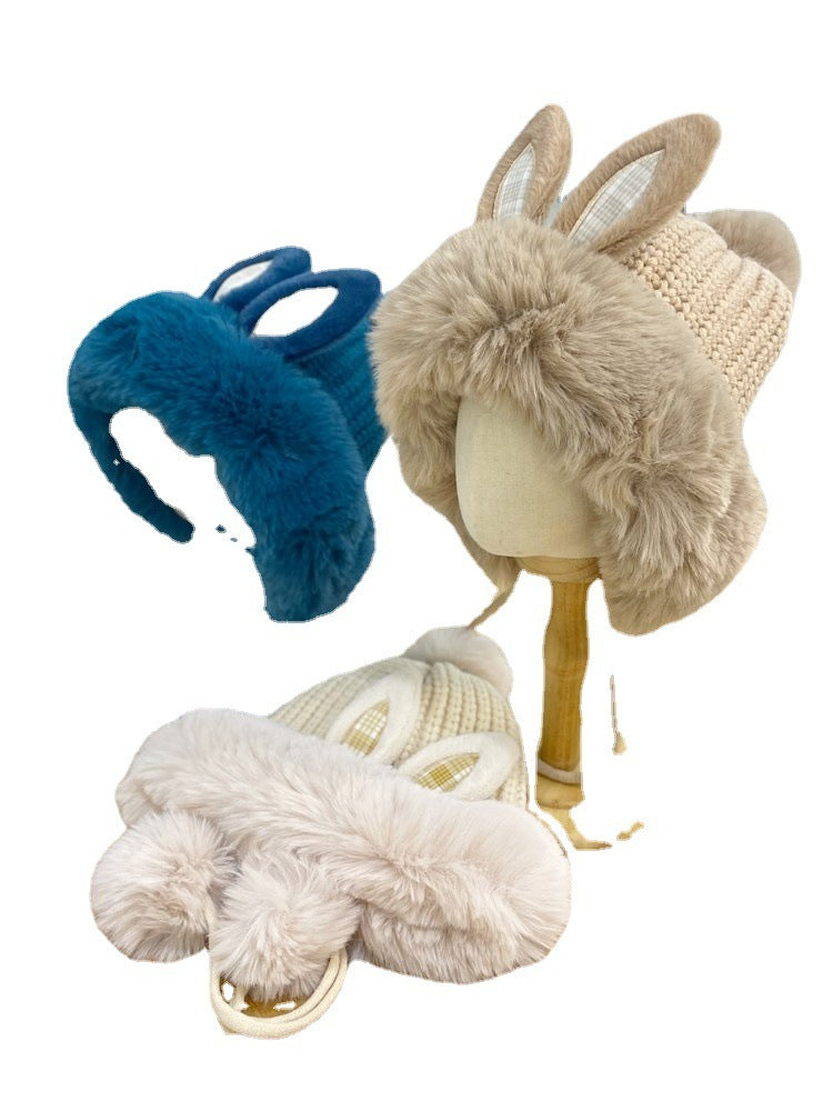 Cute Rabbit Ears Knitted Lei Feng Cap Children