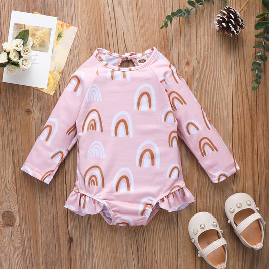 Children Summer New Rainbow Printing Long Sleeve