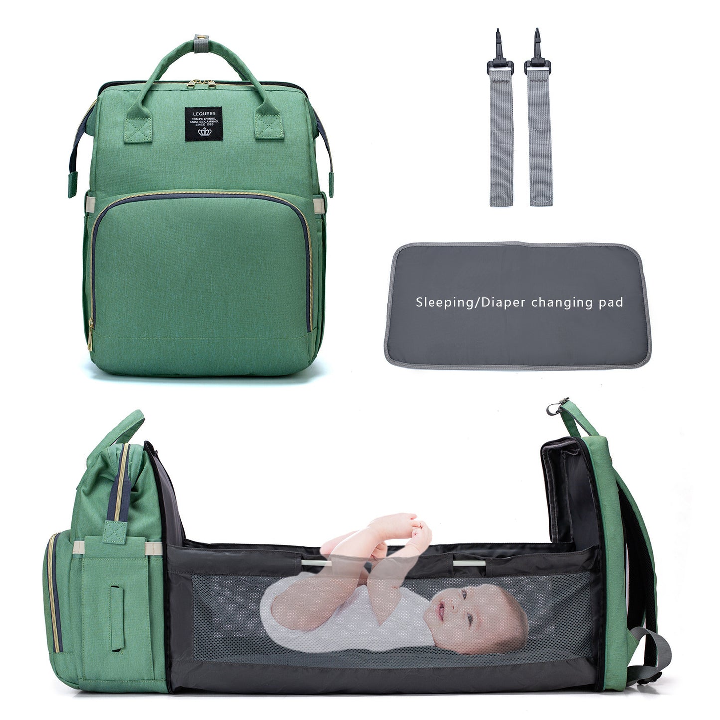 LEQUEEN bolsa de pañales de gran capacidad momia de lactancia mochilas de viaje cochecito de bebé cuidado del bebé maternidad bolso impermeable USB