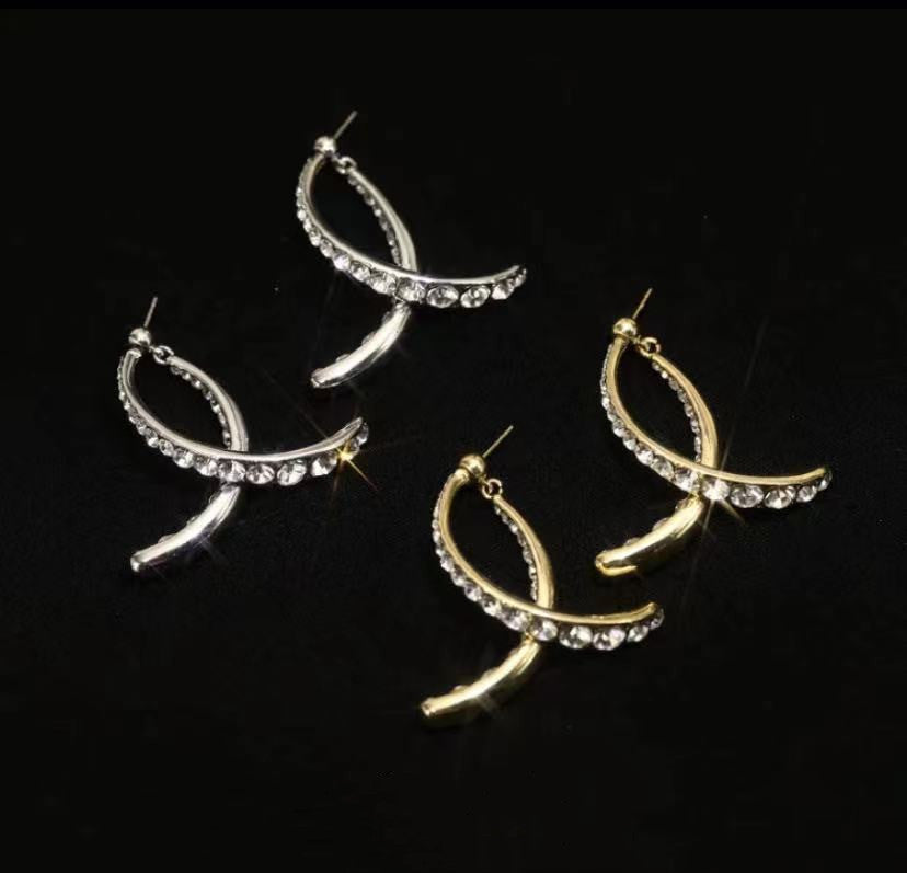 Simple Personality Cross Diamond Earrings