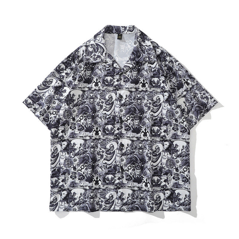 American Street Hip-hop Animal Full Print Short Sleeve Shirt Man