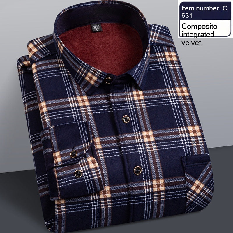 Men's Thermal Thickened Fleece Plaid Shirt