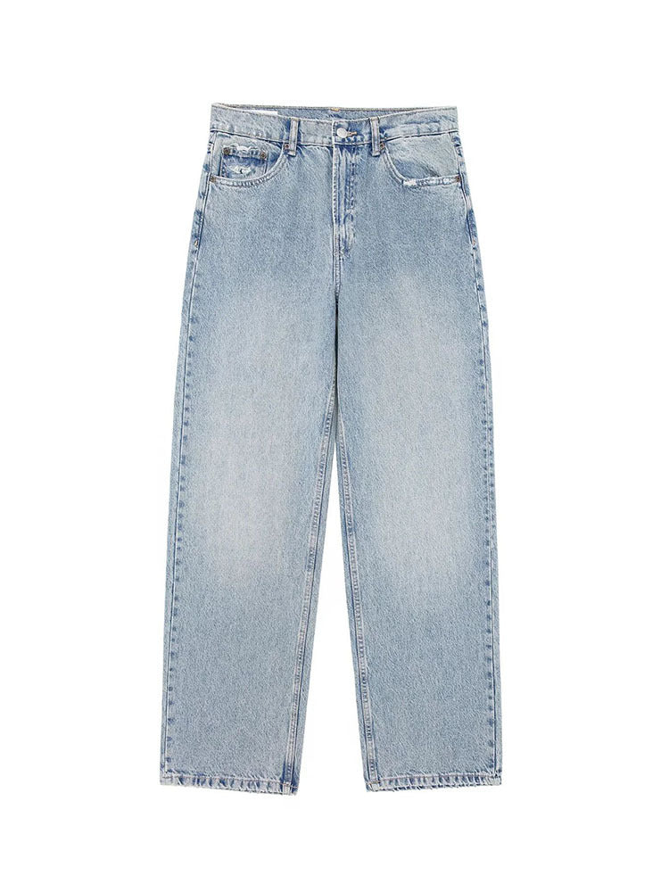 Women's New American Retro High Waist Straight Pants Broken
