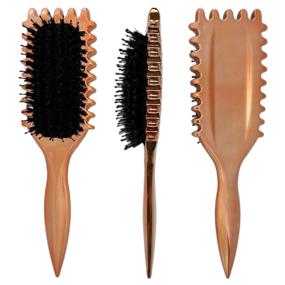 Gold Plated Curling  Brush, Curl Defining Brush, Curl Brush For Curly Hair, For Combing And Shaping Men's And Women's Curls To Reduce Pulling And Curl Separation