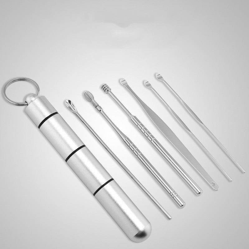 Stainless Steel Household Portable Ear Pick 6-piece Set