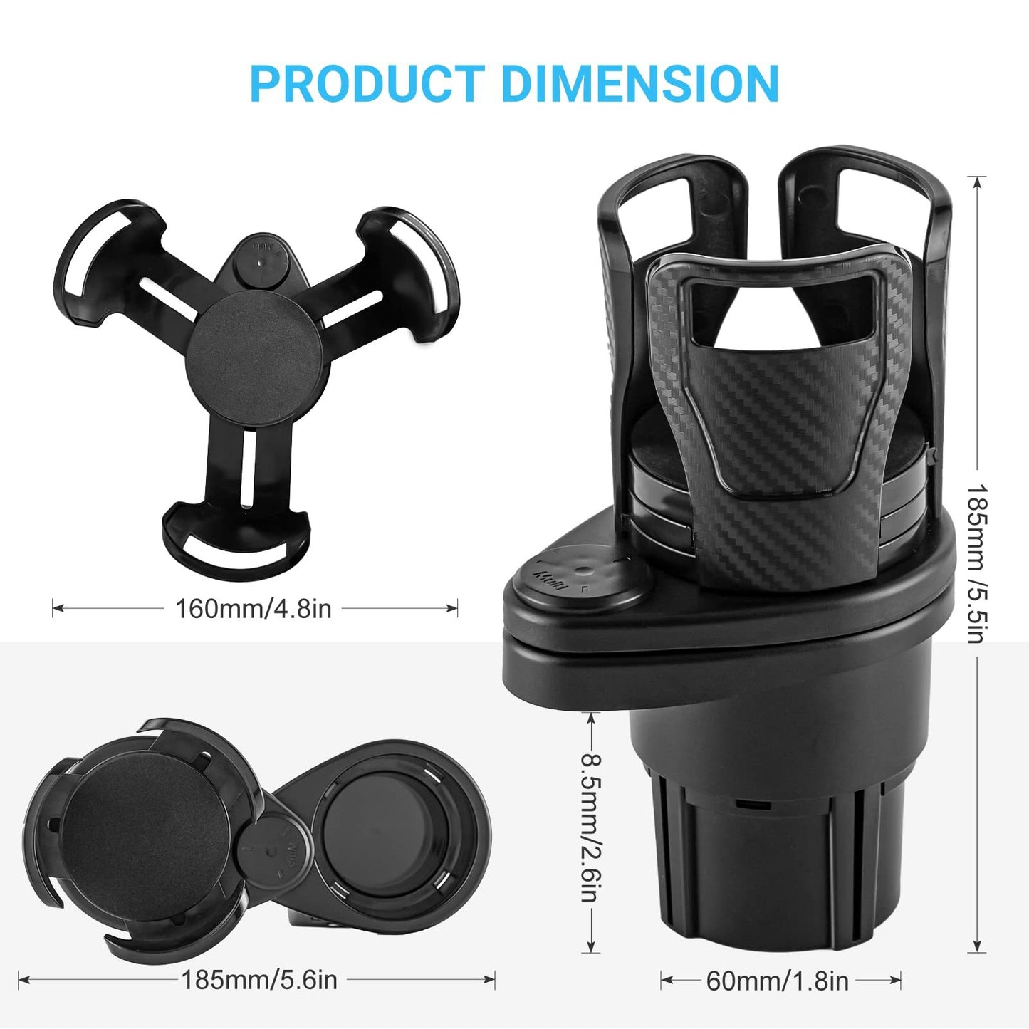 Soporte para botella de beber de coche 360 grados soporte giratorio para taza de agua gafas de sol organizador de teléfono almacenamiento accesorios interiores de coche