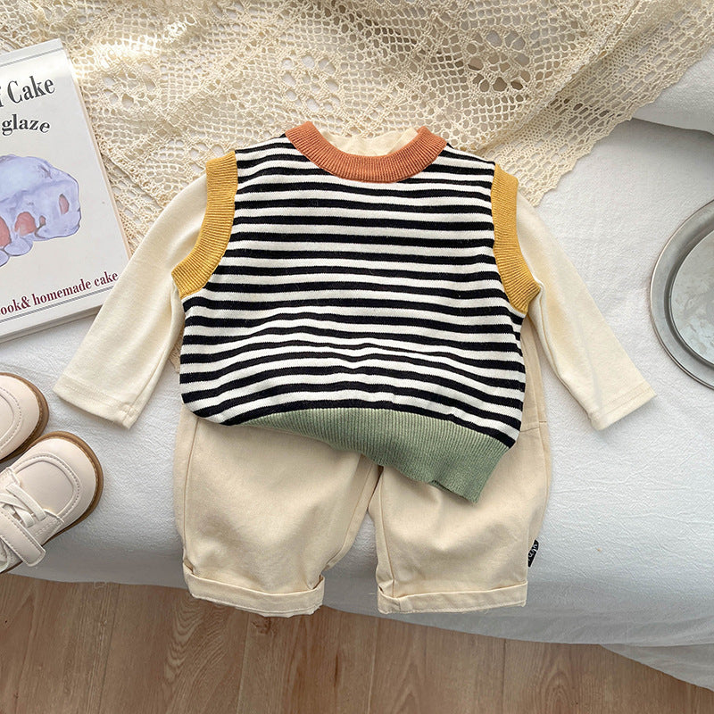 Vintage Striped Kids Pullover Vest