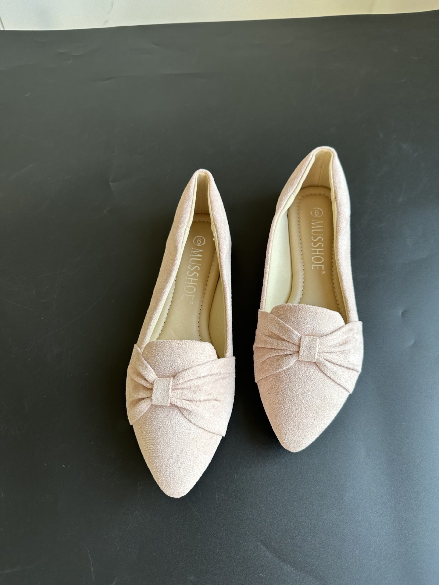 Solid Color Soft Velvet Bow Women's Casual Shoes