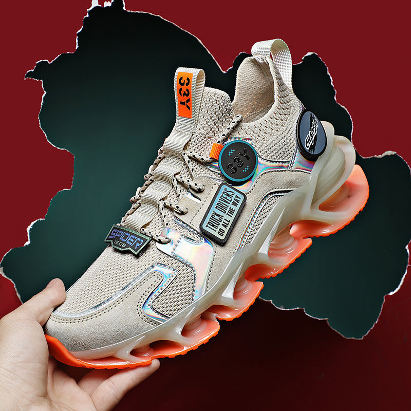 Zapatos deportivos de absorción de choque de hoja hueca de verano transpirables de tejido volador Casual zapatos