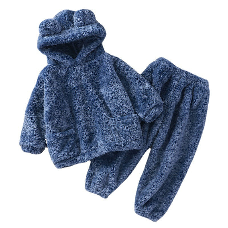 Children's Pajamas Autumn And Winter Bear Loungewear Suit Children Outer Wear Thermal Clothes