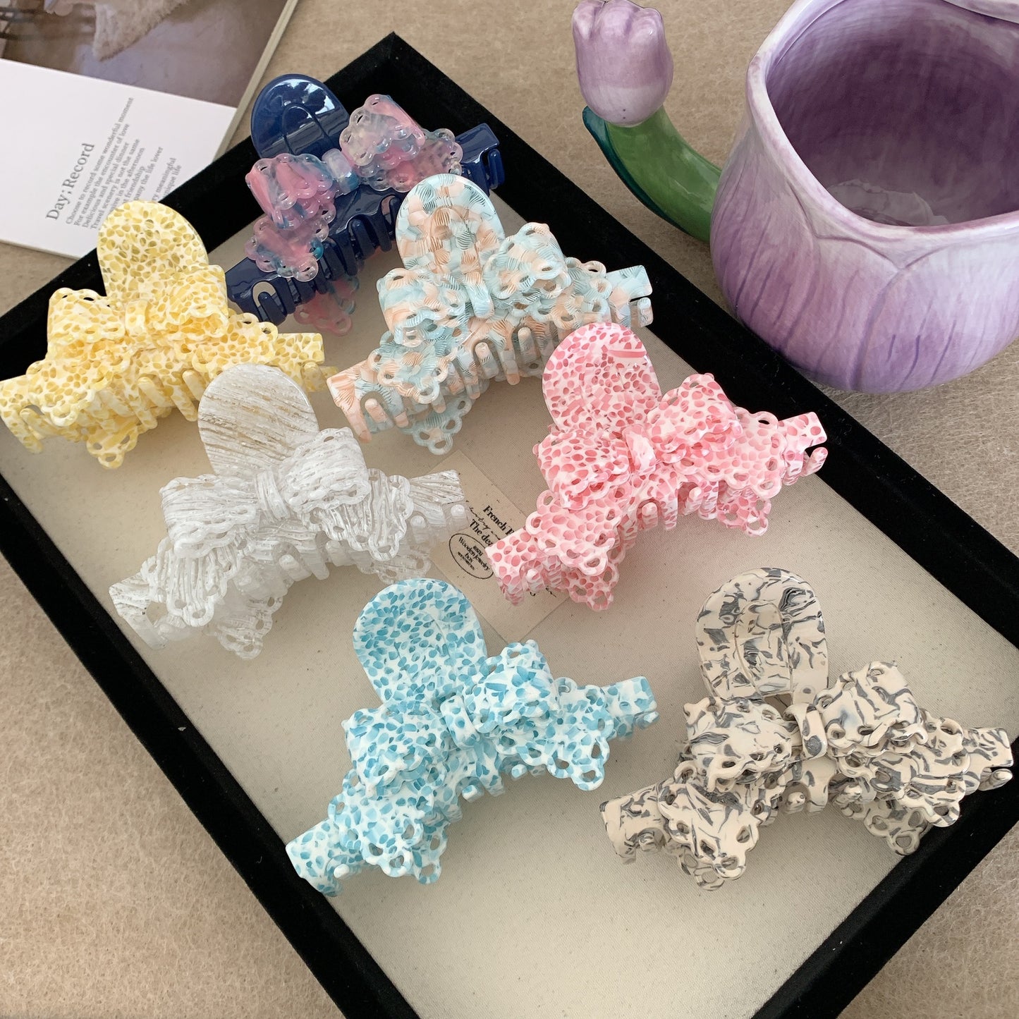 Acetate Lace Bow Barrettes Sweet Temperament Girl