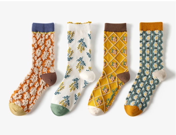 Three-dimensional Embossed Japanese Korean Version Of The Long Pile Of Socks